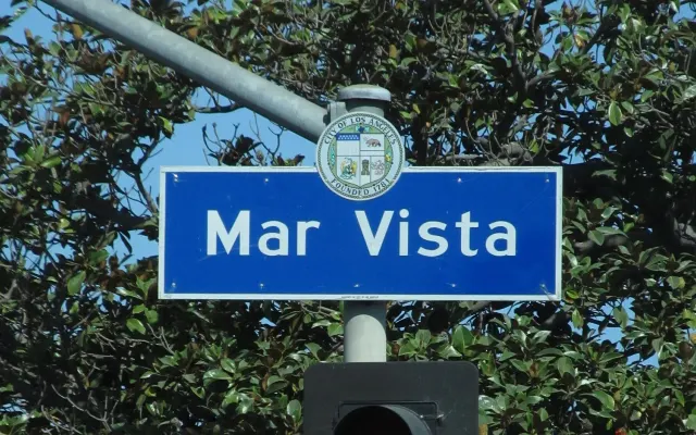 Mar Vista neighborhood sign at Rose Avenue and Walgrove Avenue.